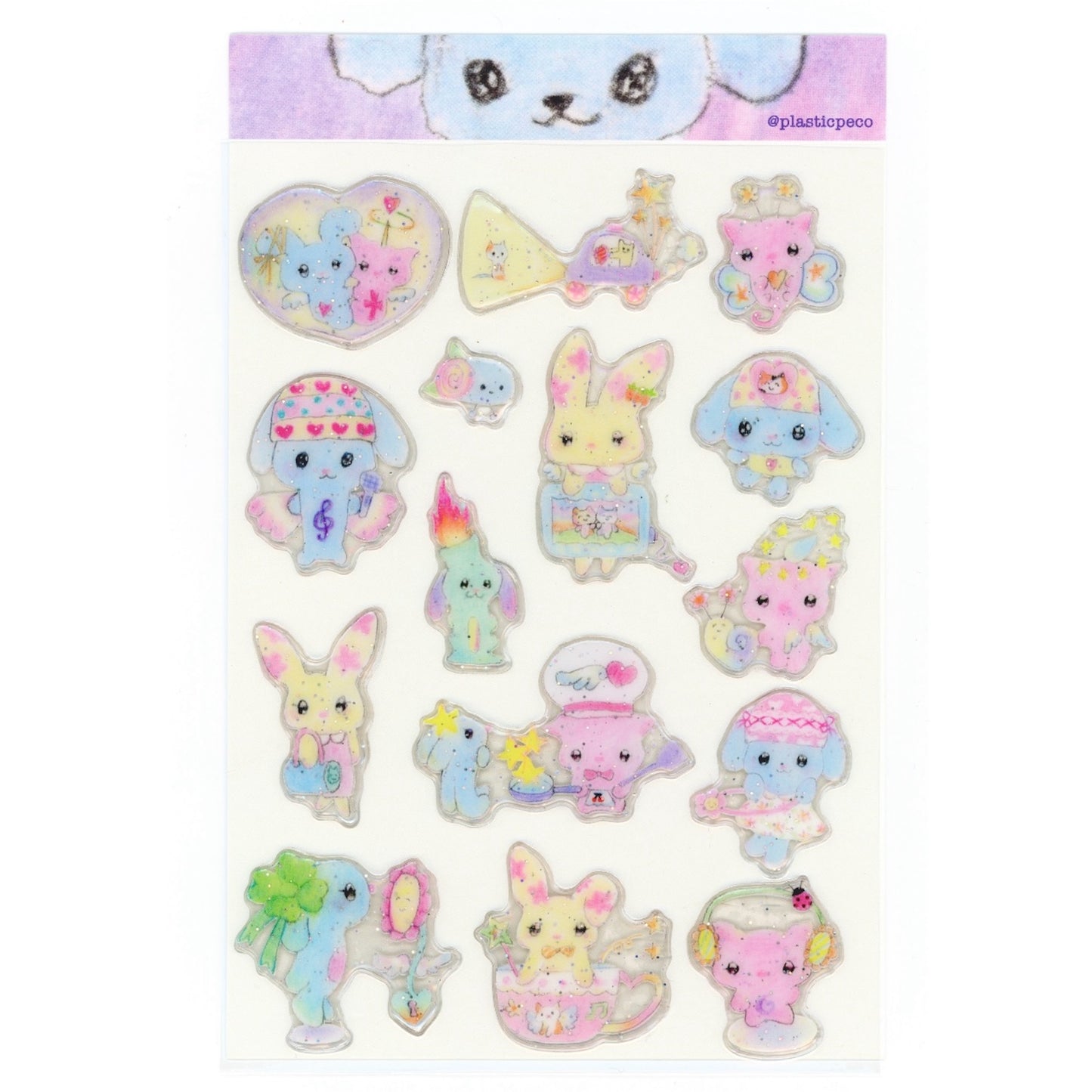 【peco】PVC Glitters Sticker - Bunny Friends / ステッカー