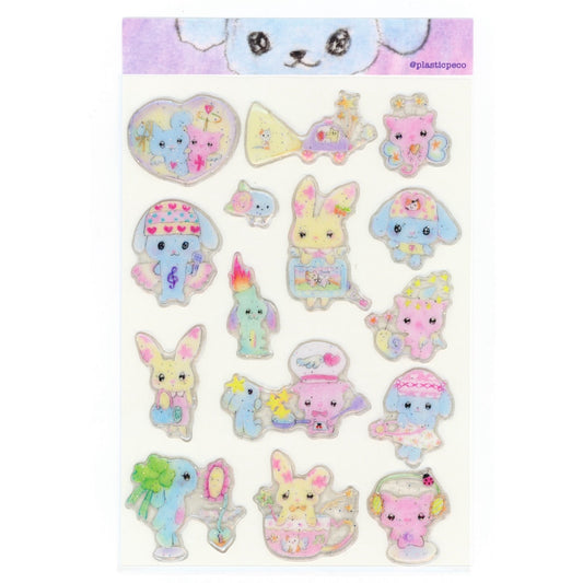【peco】PVC Glitters Sticker - Bunny Friends / ステッカー