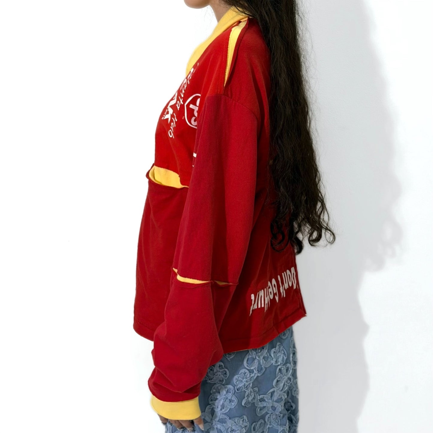 Fissure Drizzler Jacket / Yellow × Red / スウェットブルゾン