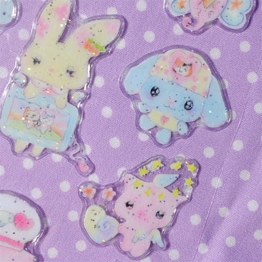 【peco】PVC Glitters Sticker - Bunny Friends / ステッカー