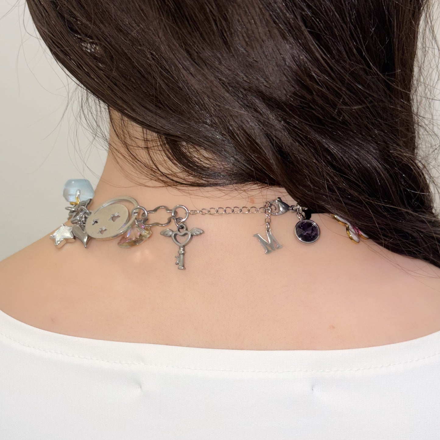 Optic Charm Necklace / Silver × pastel / チャームネックレス