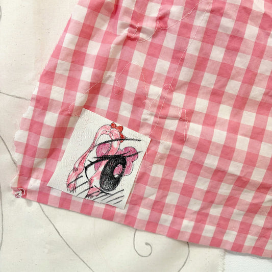 pink check fabric / ファブリック