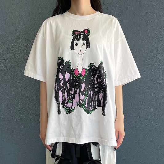 LOUISE RIBBON T-SHIRT BIOWASHED / WHITE / MAYA SHIBASAKIコラボレーション
