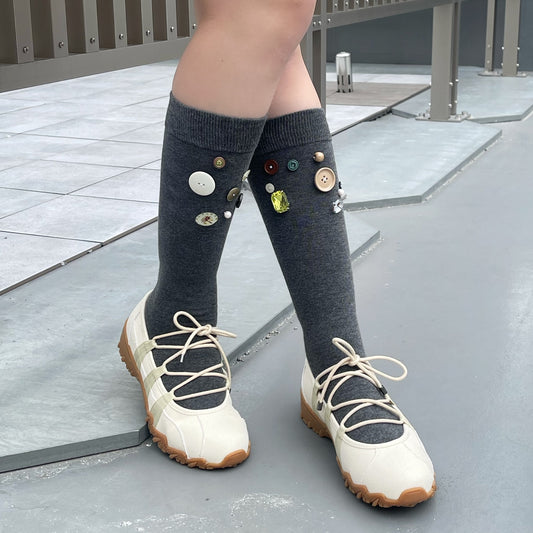 Button socks / Gray / ボタンソックス