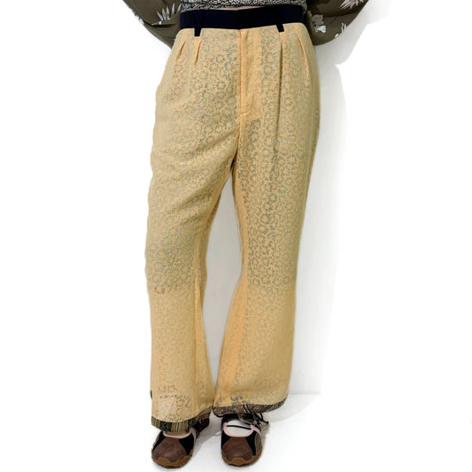 FLOWER LACE FLARE PANTS / YELLOW / フラワーレースフレアパンツ
