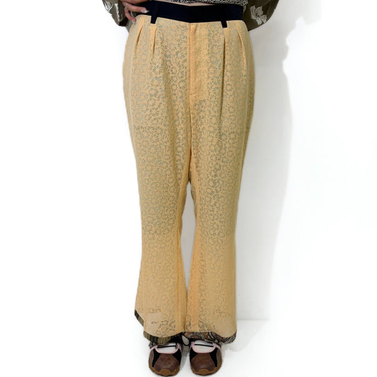 FLOWER LACE FLARE PANTS / YELLOW / フラワーレースフレアパンツ