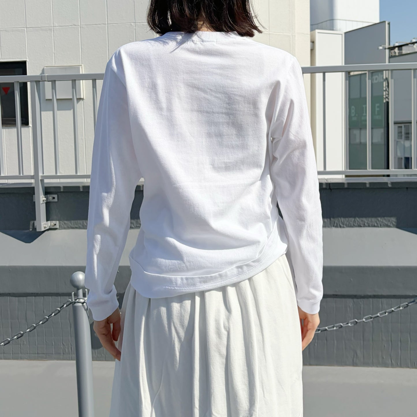 coin and ring embroidery long sleeve t shirt / white / 刺繍ロングスリーブTシャツ