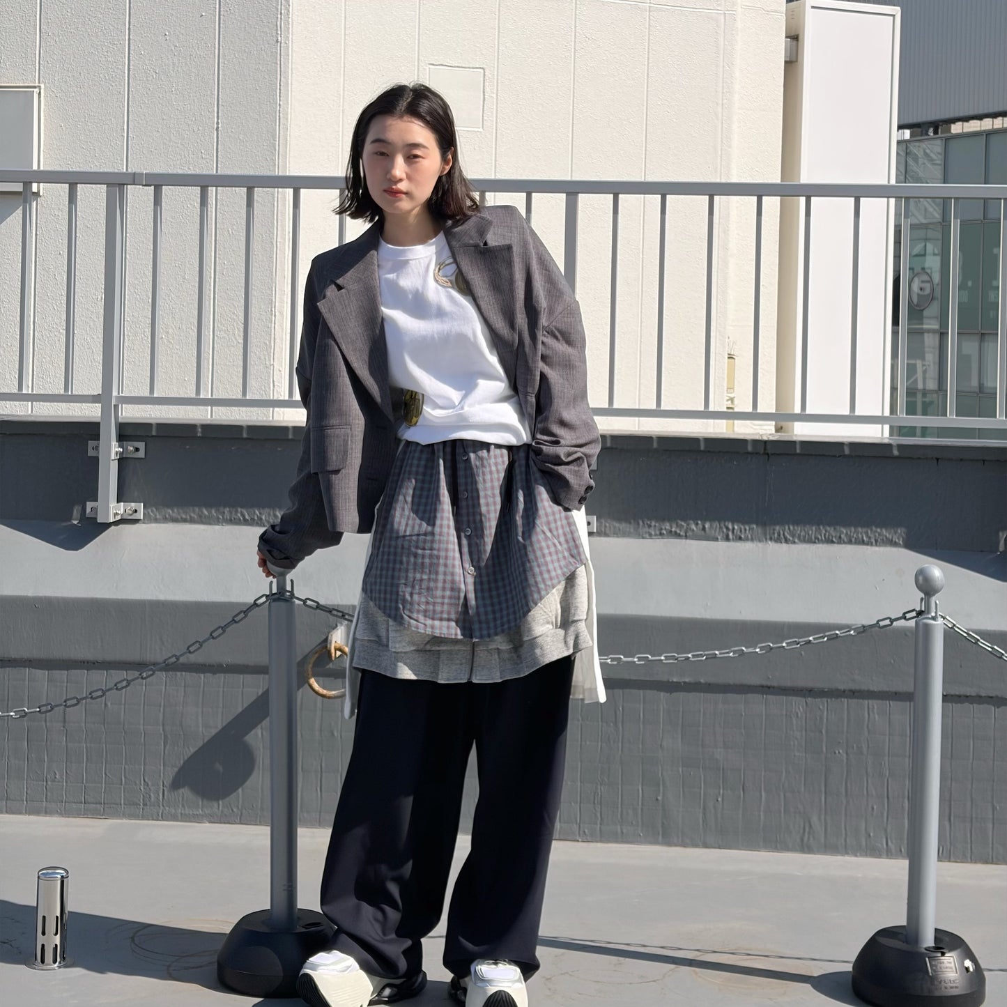 coin and ring embroidery long sleeve t shirt / white / 刺繍ロングスリーブTシャツ