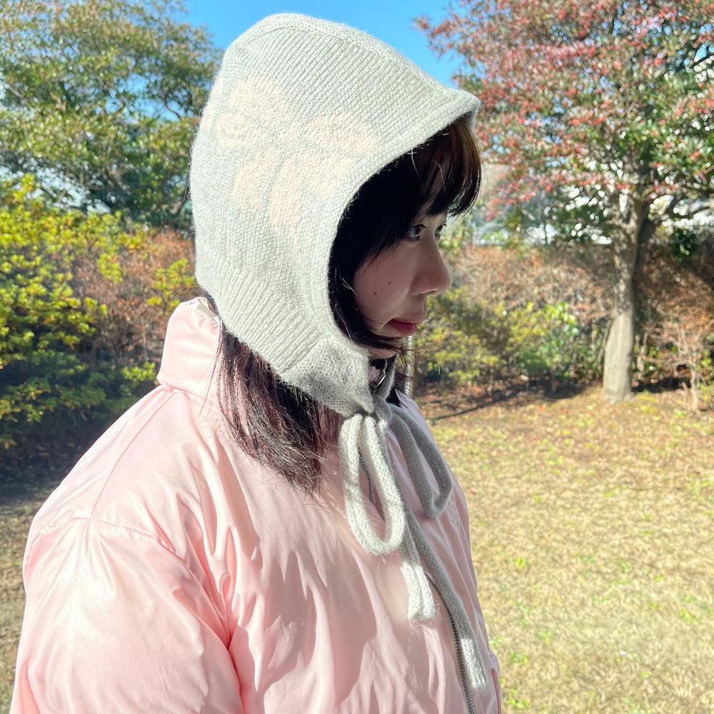 Ties balaclava / Gray & Pink / リボンバラクラバ