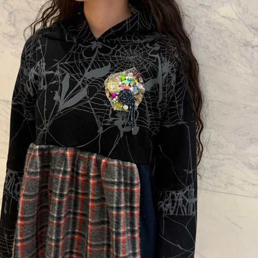 Hood dress long / Black / フードドレス