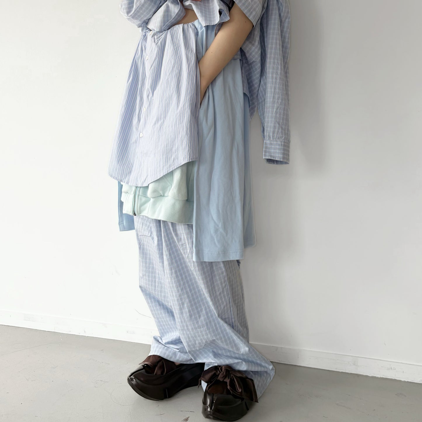 LAYERED PANTS / LIGHT BLUE / レイヤードパンツ