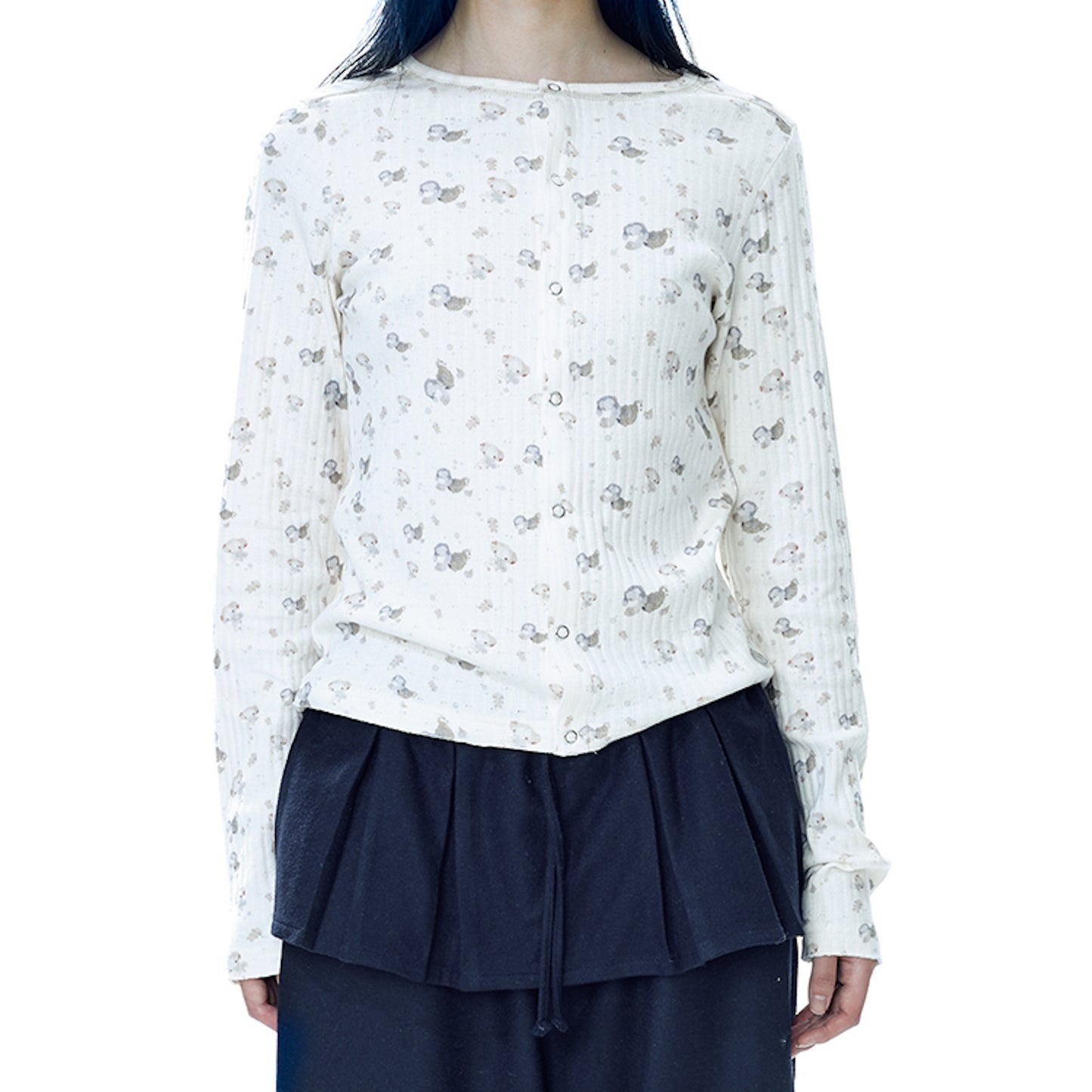 COTTON CUDDLE LONGSLEEVES / IVORY / パターンコットントップ