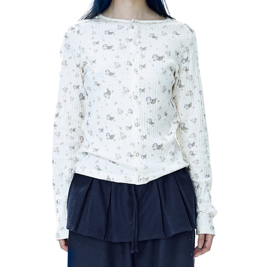COTTON CUDDLE LONGSLEEVES / IVORY / パターンコットントップ