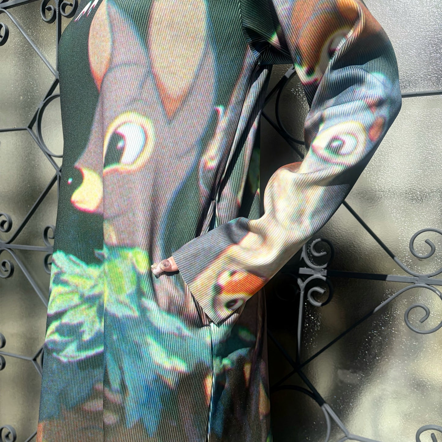 PRINT RIB LONG SLEEVE ONE-PIECE / SNOW WHITE / プリントリブ長袖ワンピース