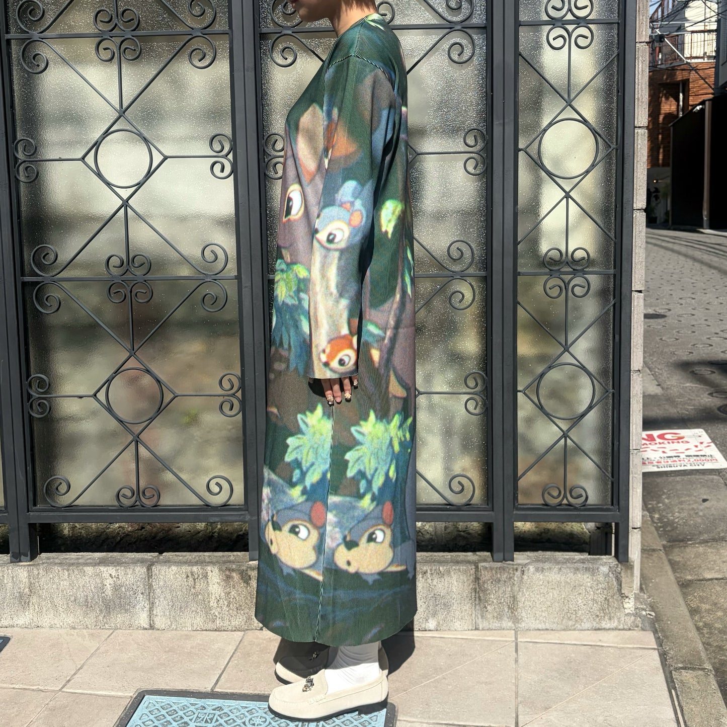 PRINT RIB LONG SLEEVE ONE-PIECE / SNOW WHITE / プリントリブ長袖ワンピース