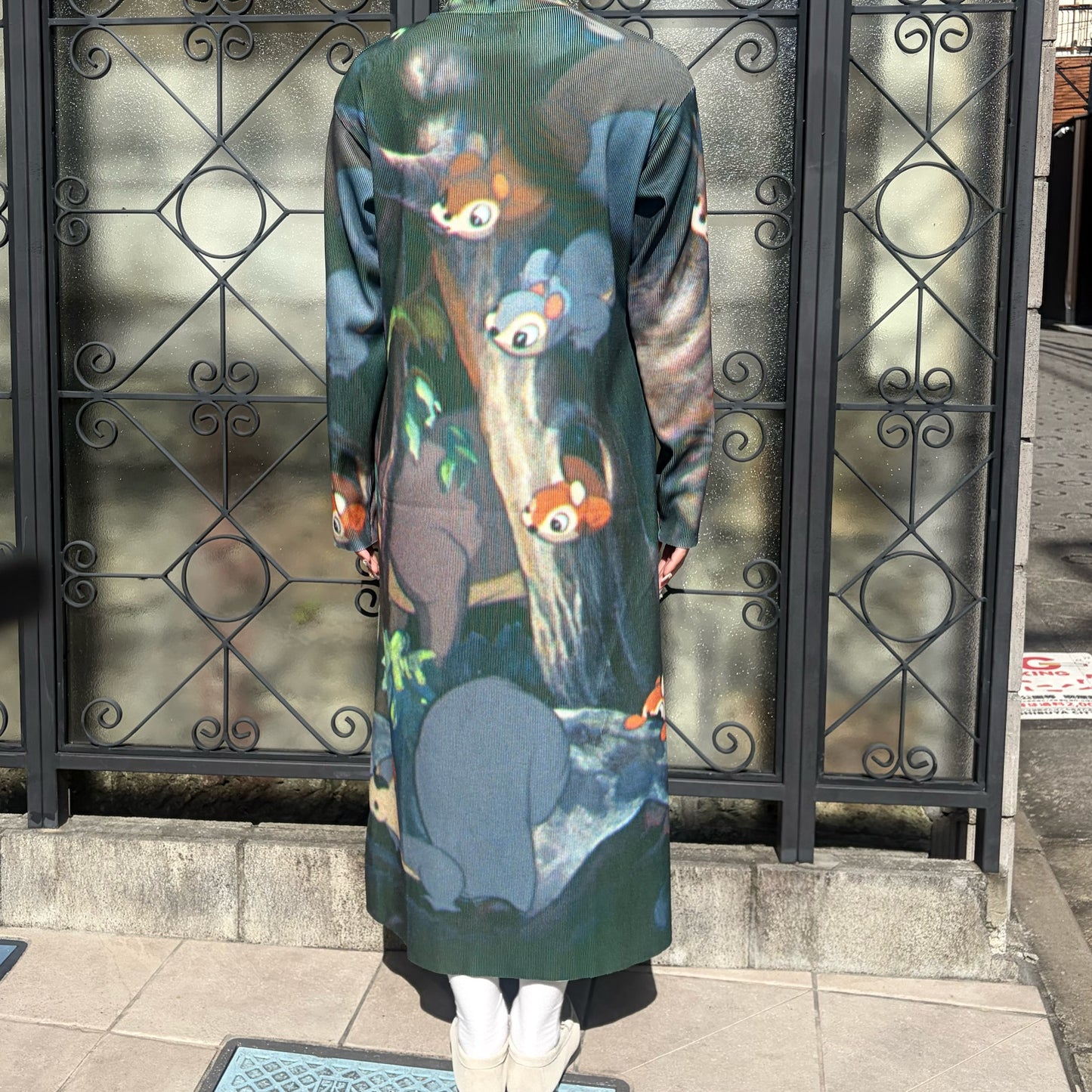 PRINT RIB LONG SLEEVE ONE-PIECE / SNOW WHITE / プリントリブ長袖ワンピース