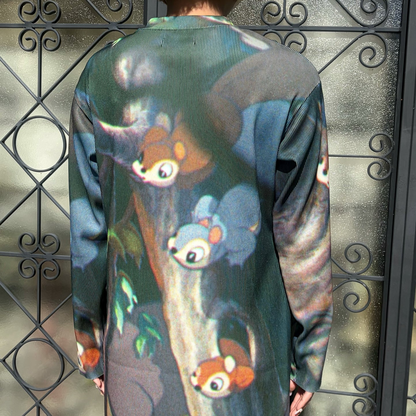 PRINT RIB LONG SLEEVE ONE-PIECE / SNOW WHITE / プリントリブ長袖ワンピース