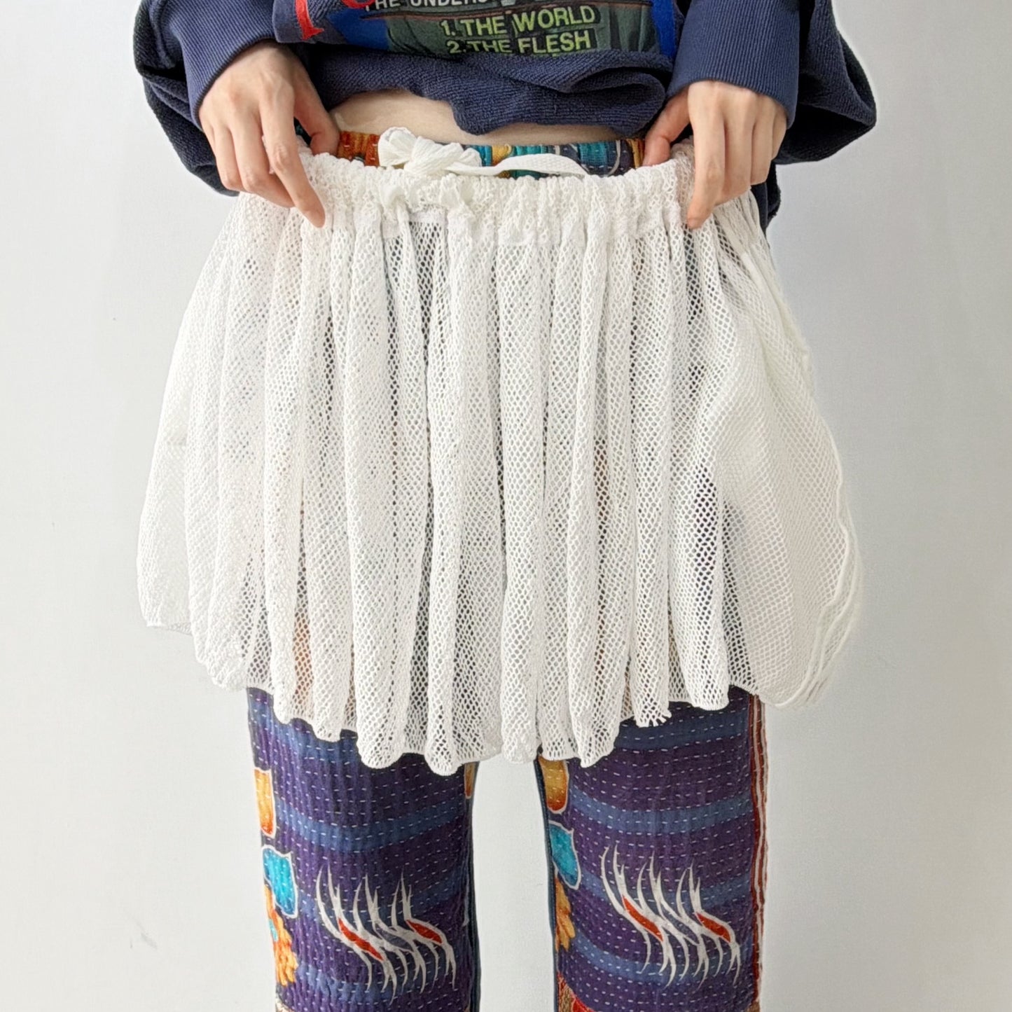 ONE-SIZE-FITS-HUMAN SKIRT / WHITE / メッシュニットスカート
