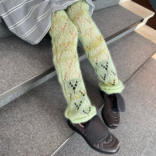 SEIKA silk mohair leg warmer / pale green / シルクモヘア レッグウォーマー