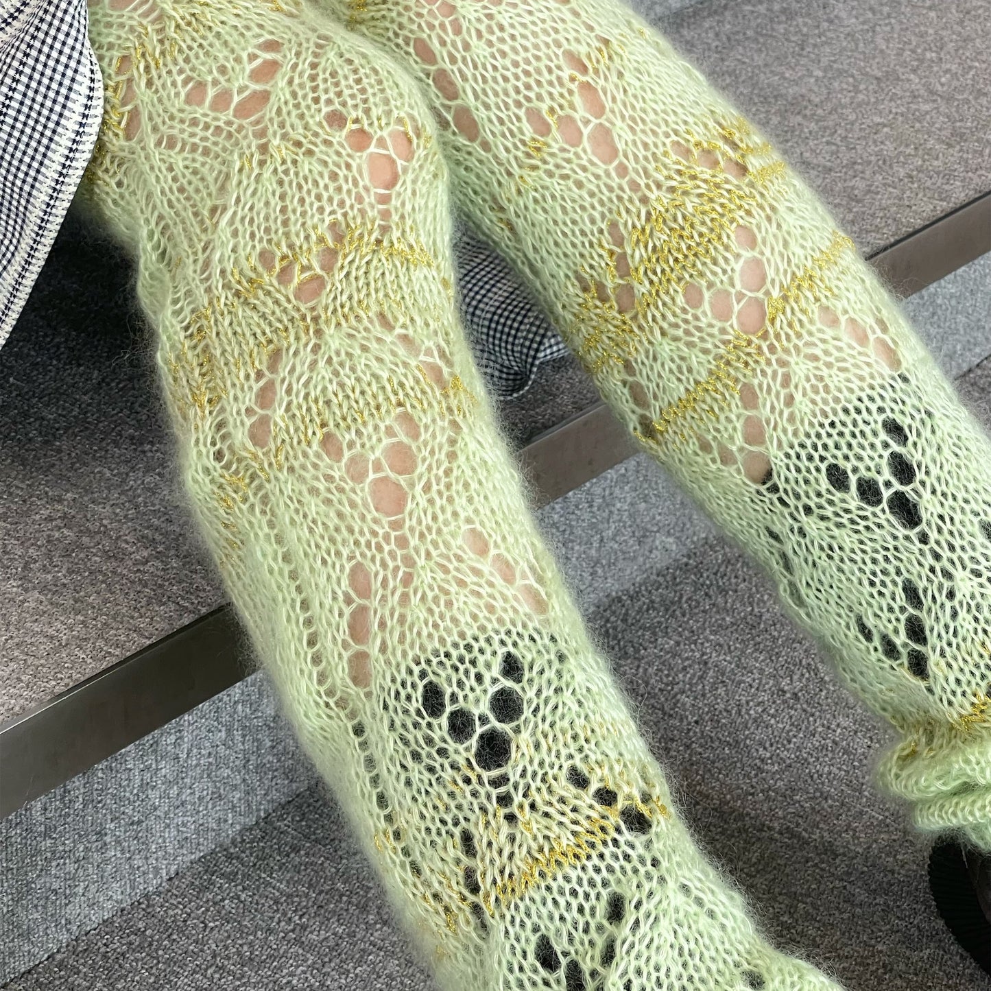 SEIKA silk mohair leg warmer / pale green / シルクモヘア レッグウォーマー