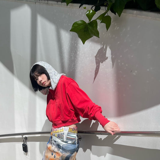 GLITTER ZIP-UP HOODIE / RED / グリッタージップアップフーディ