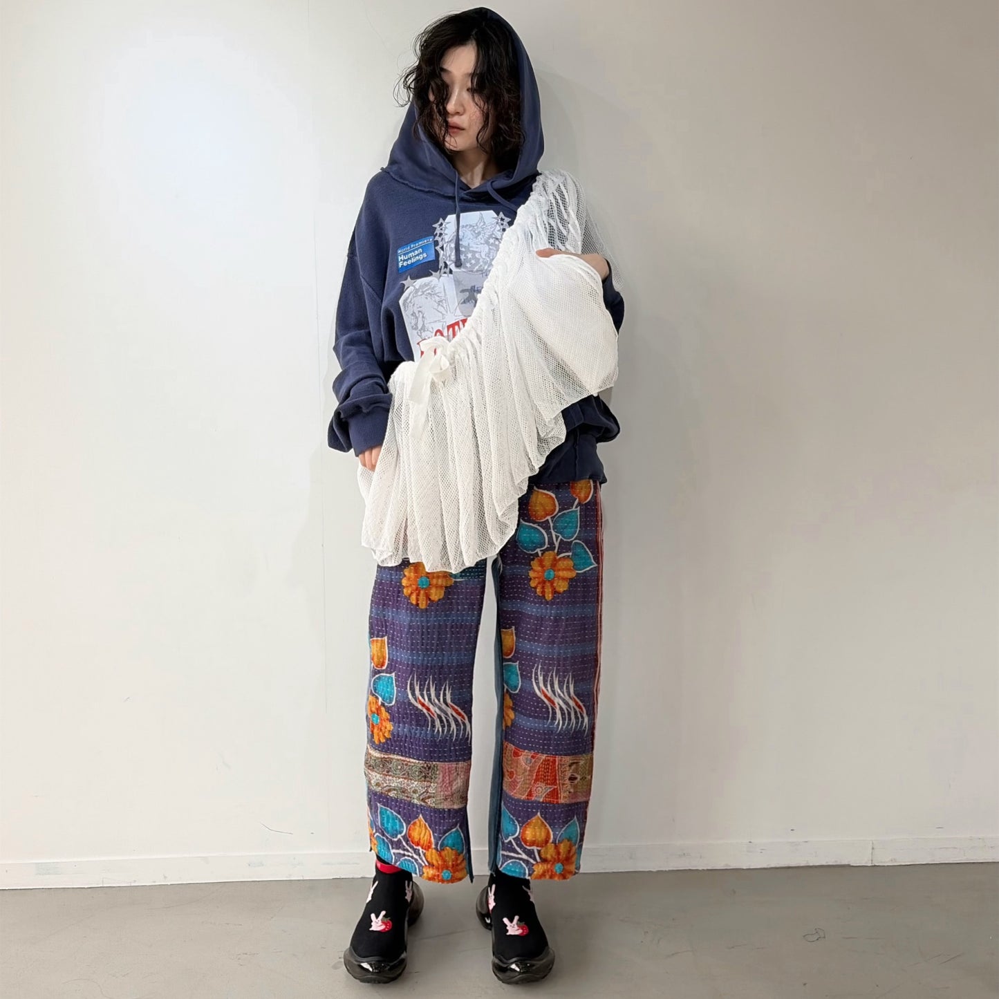 ONE-SIZE-FITS-HUMAN SKIRT / WHITE / メッシュニットスカート
