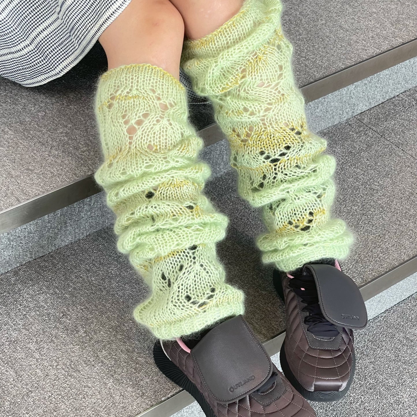 SEIKA silk mohair leg warmer / pale green / シルクモヘア レッグウォーマー