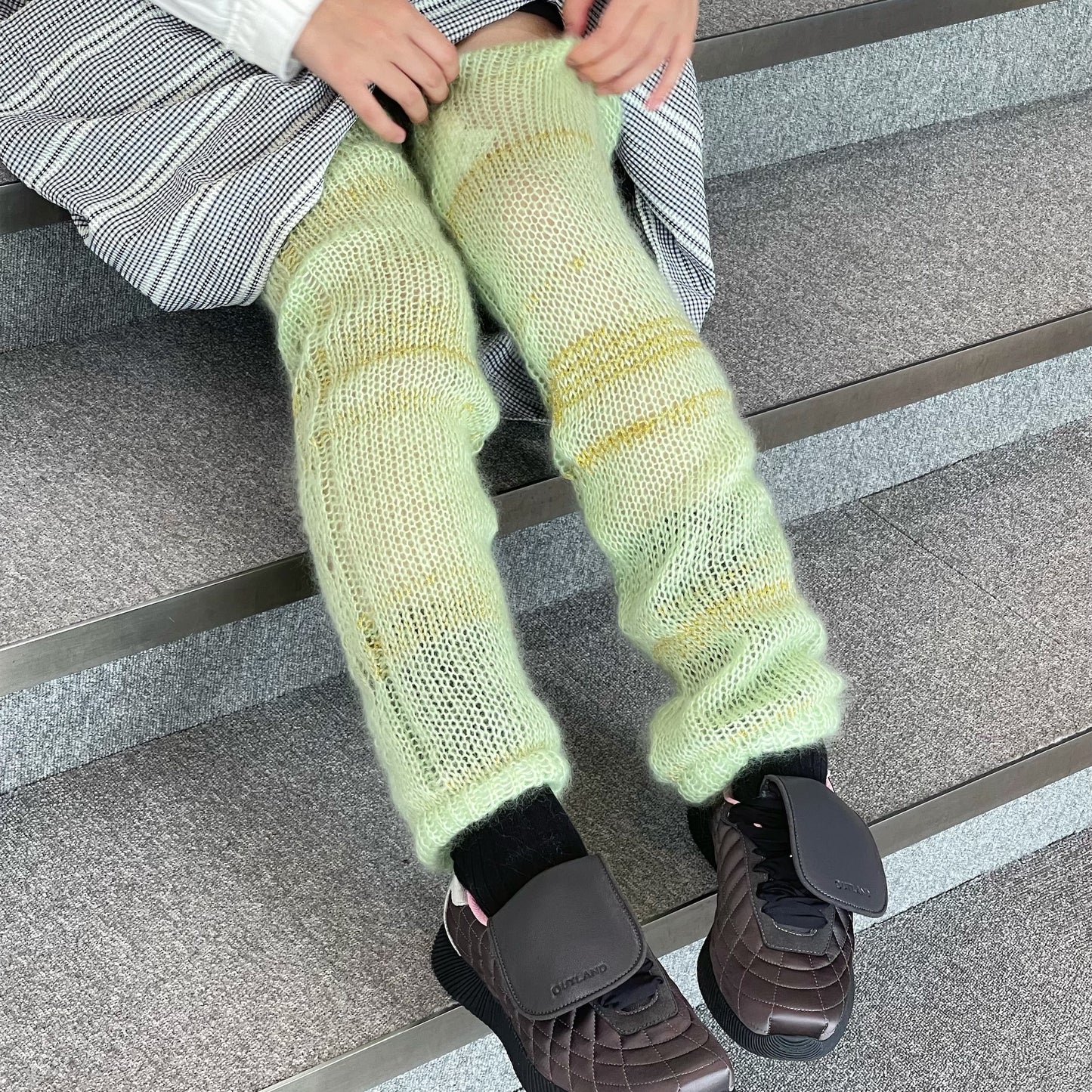 SEIKA silk mohair leg warmer / pale green / シルクモヘア レッグウォーマー