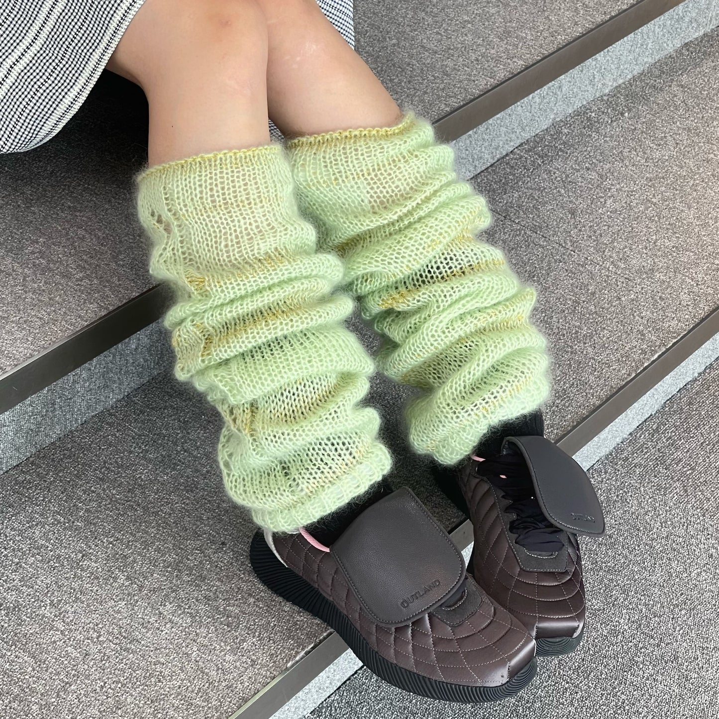 SEIKA silk mohair leg warmer / pale green / シルクモヘア レッグウォーマー