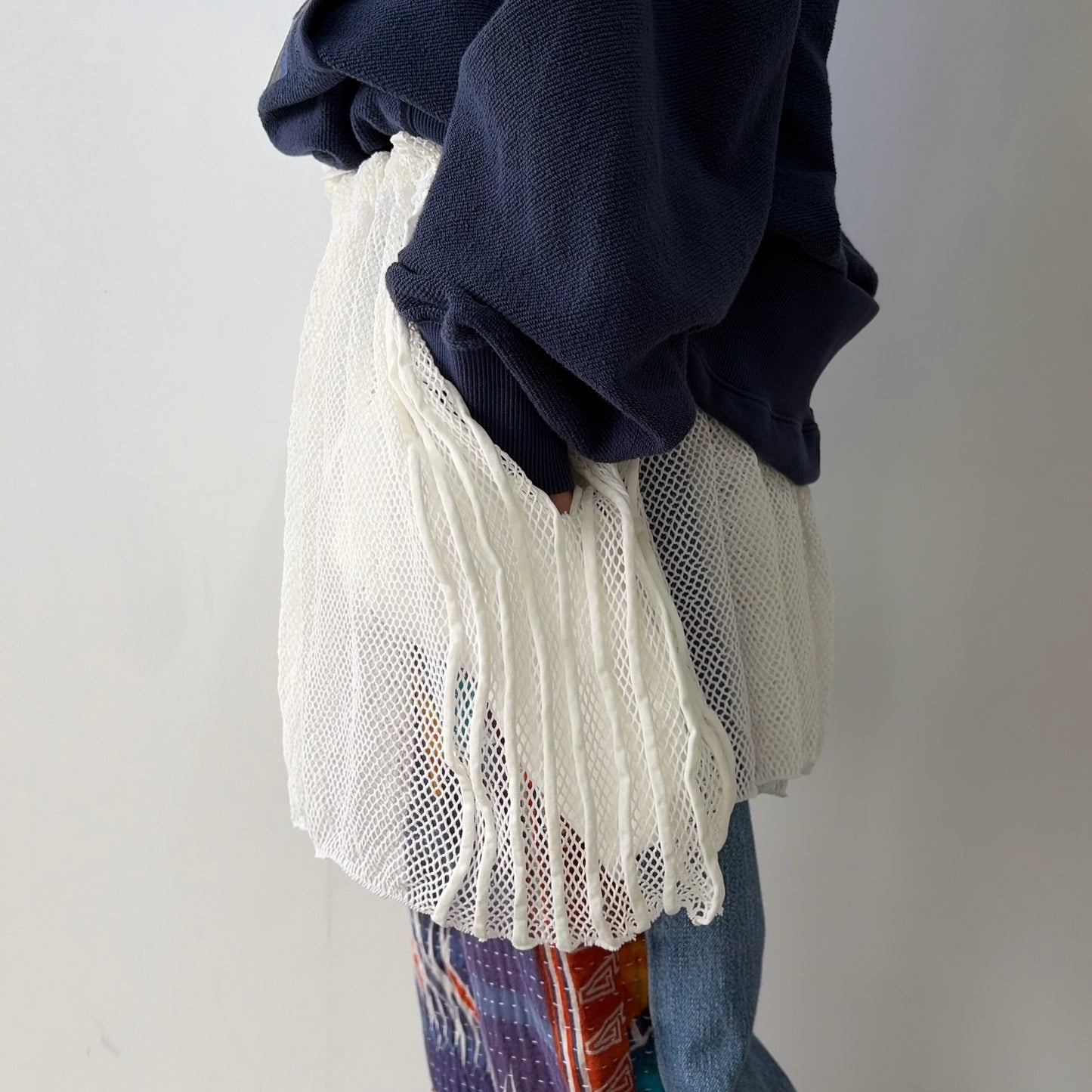 ONE-SIZE-FITS-HUMAN SKIRT / WHITE / メッシュニットスカート