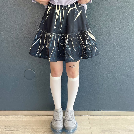 DIRECT PRINT RIB GATHER MINI SKIRT / STARRY SKY / ダイレクトプリントリブギャザーミニスカート