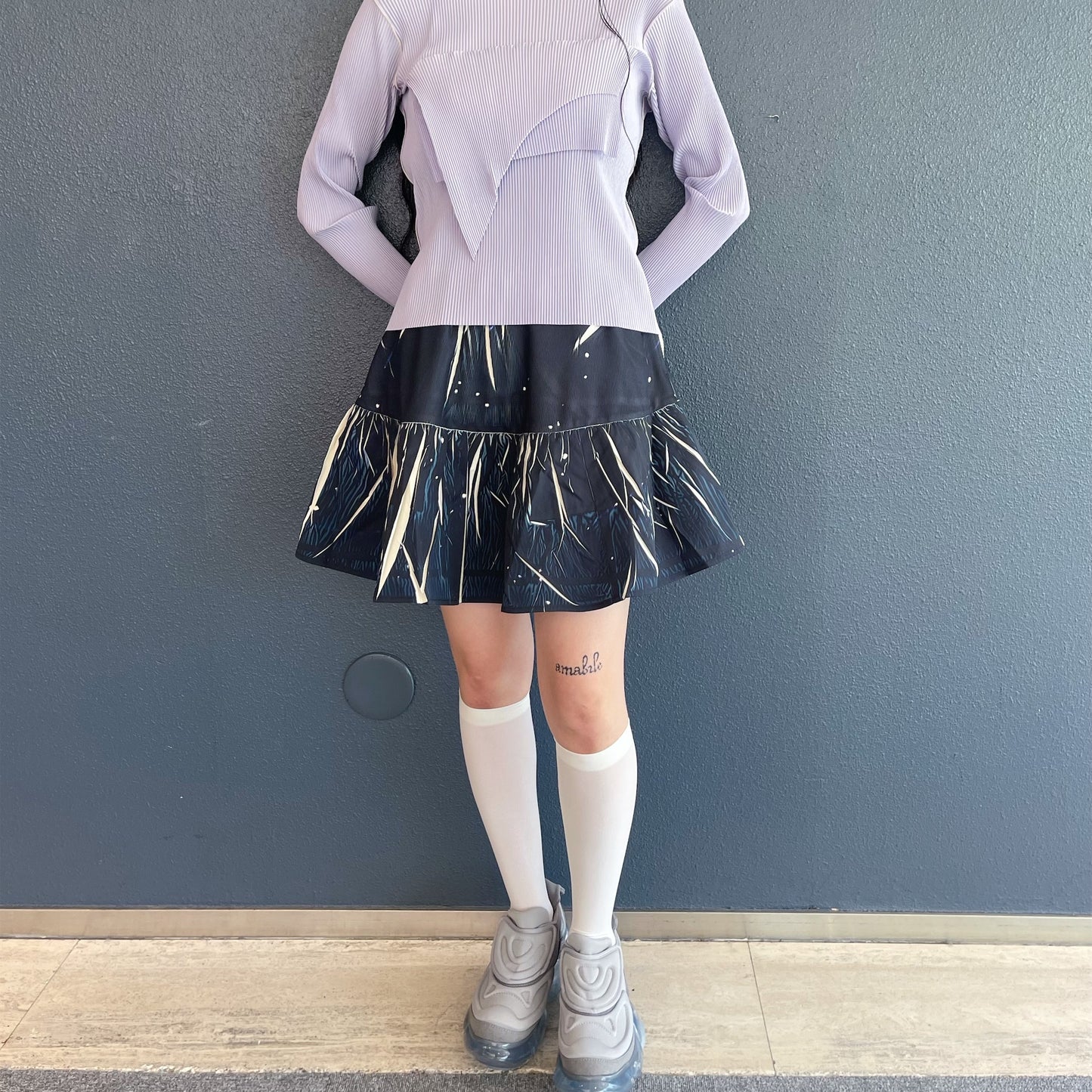 DIRECT PRINT RIB GATHER MINI SKIRT / STARRY SKY / ダイレクトプリントリブギャザーミニスカート