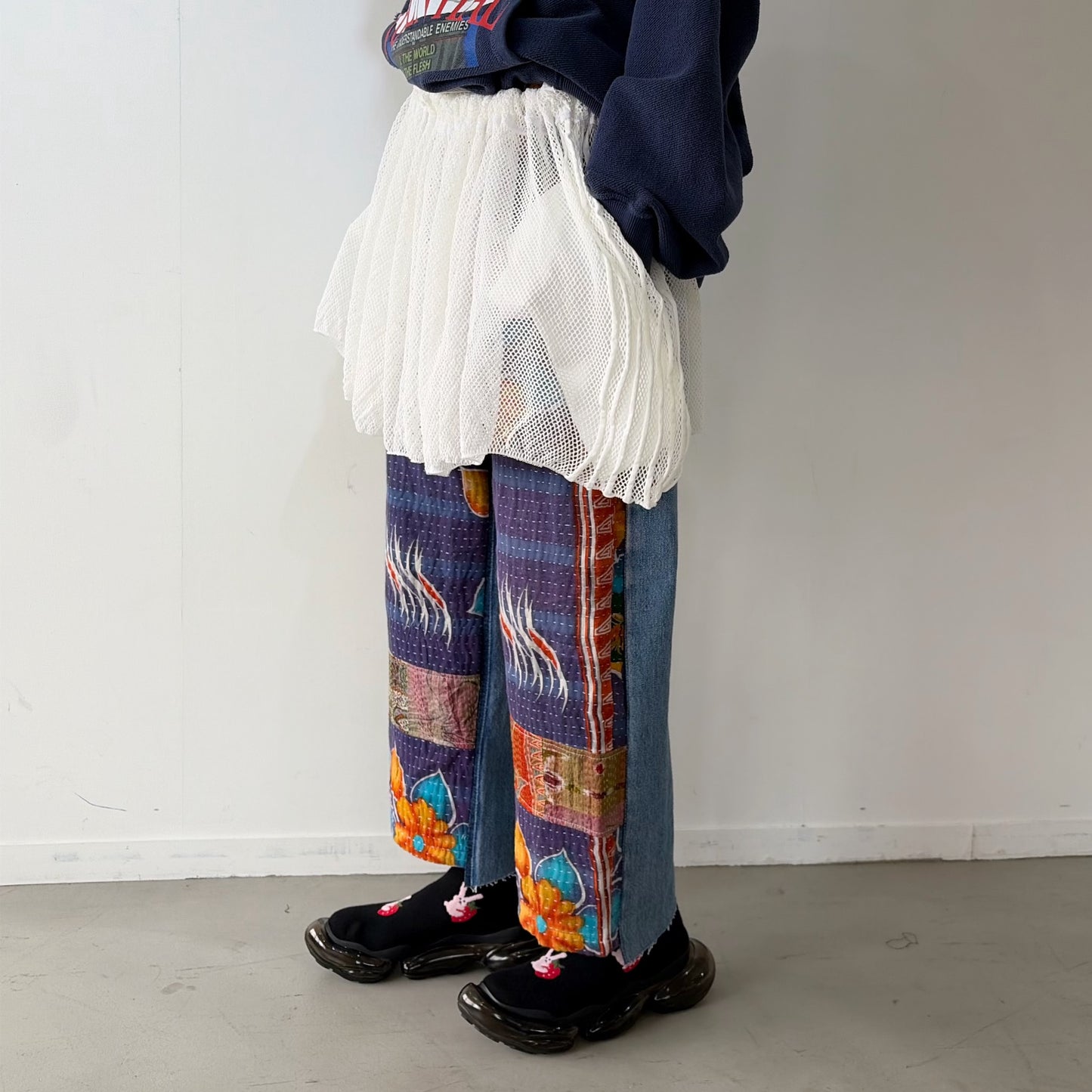ONE-SIZE-FITS-HUMAN SKIRT / WHITE / メッシュニットスカート