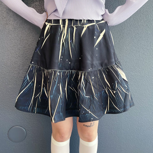 DIRECT PRINT RIB GATHER MINI SKIRT / STARRY SKY / ダイレクトプリントリブギャザーミニスカート