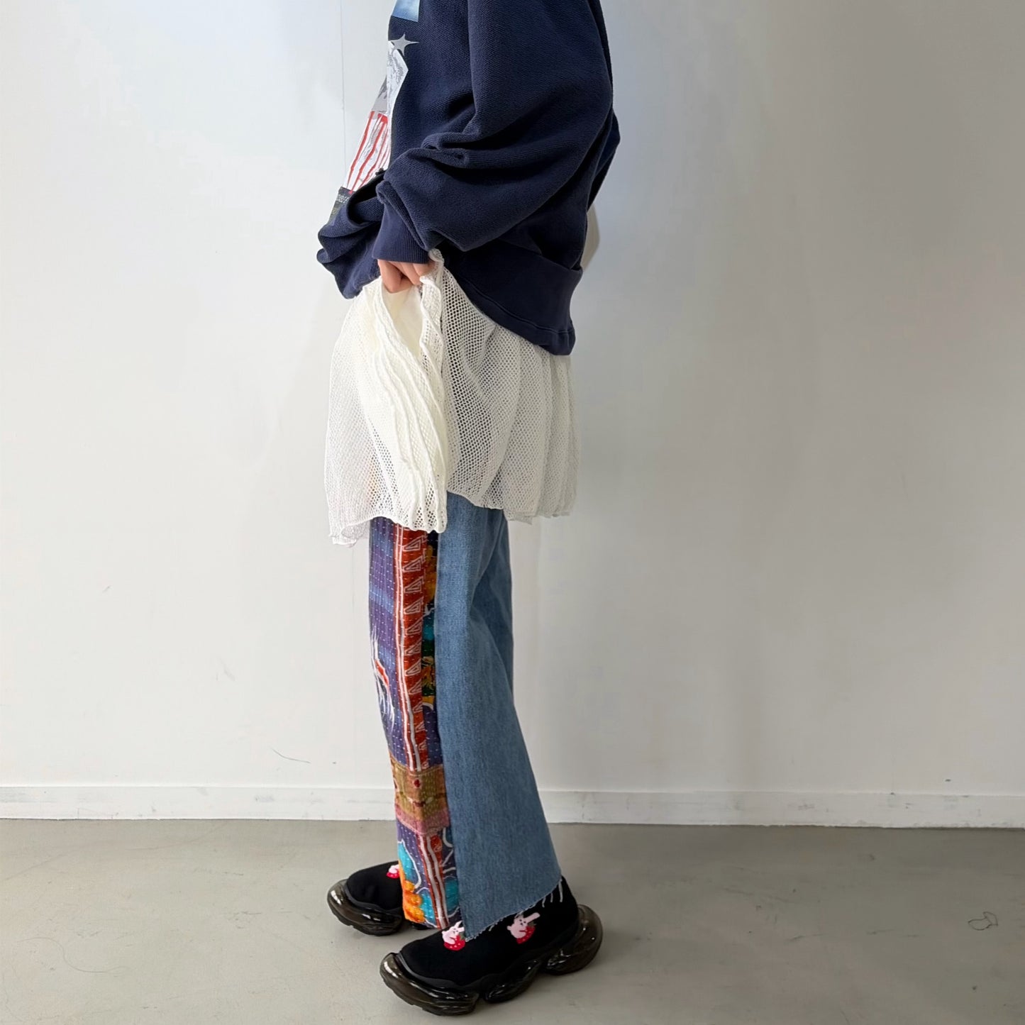 ONE-SIZE-FITS-HUMAN SKIRT / WHITE / メッシュニットスカート