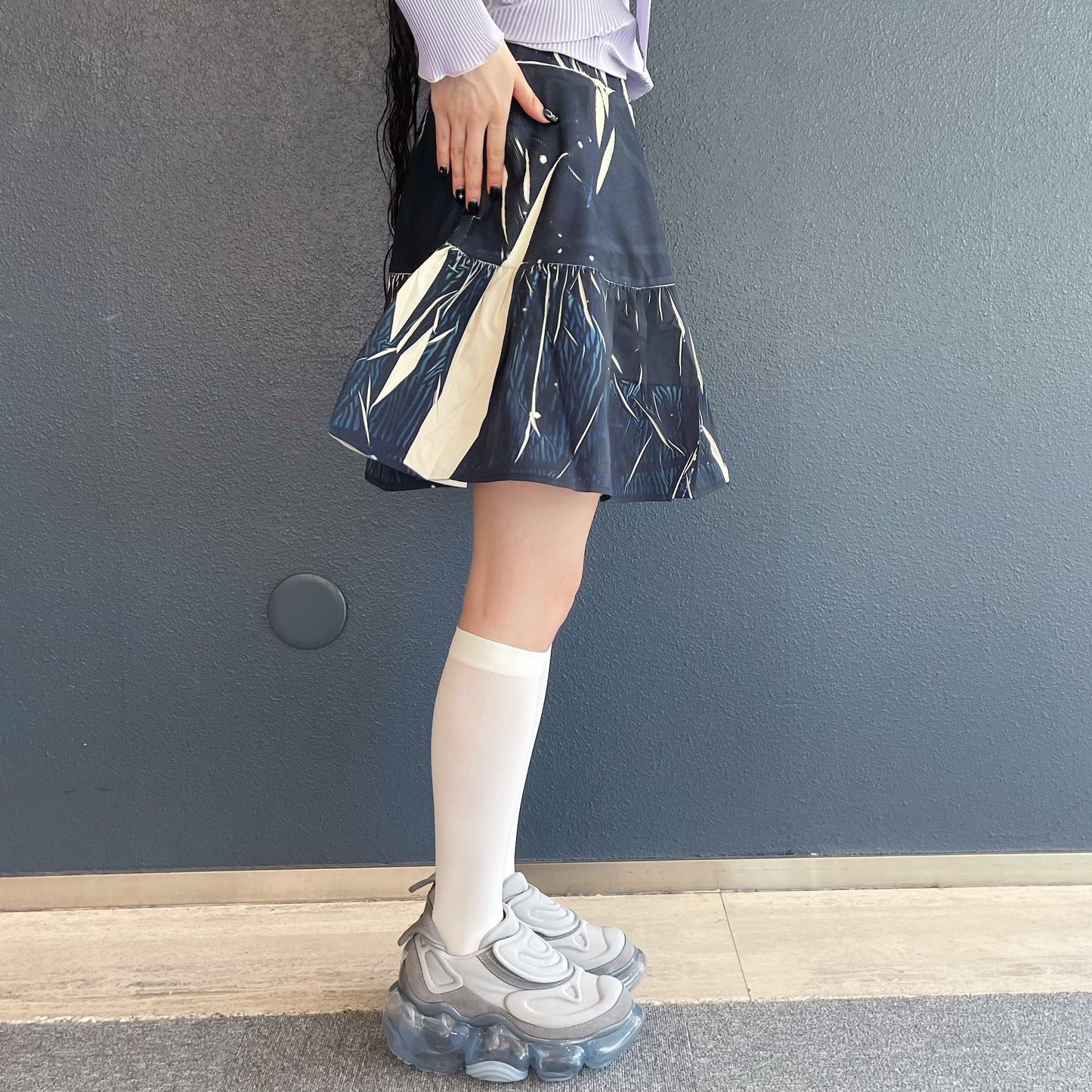 DIRECT PRINT RIB GATHER MINI SKIRT / STARRY SKY / ダイレクトプリントリブギャザーミニスカート