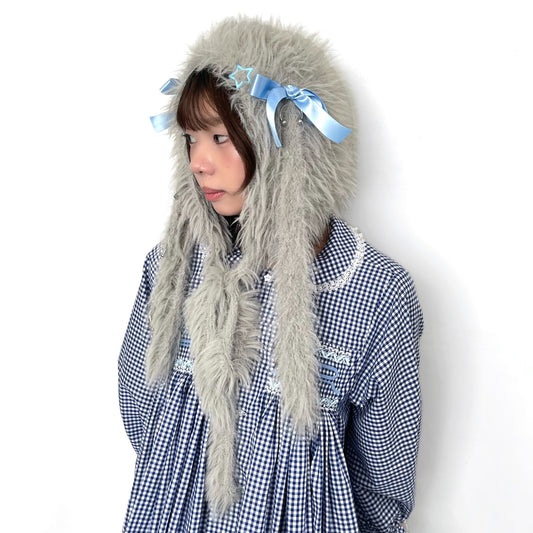 Fluffy bunny bonnet / Gray / バニーボンネット