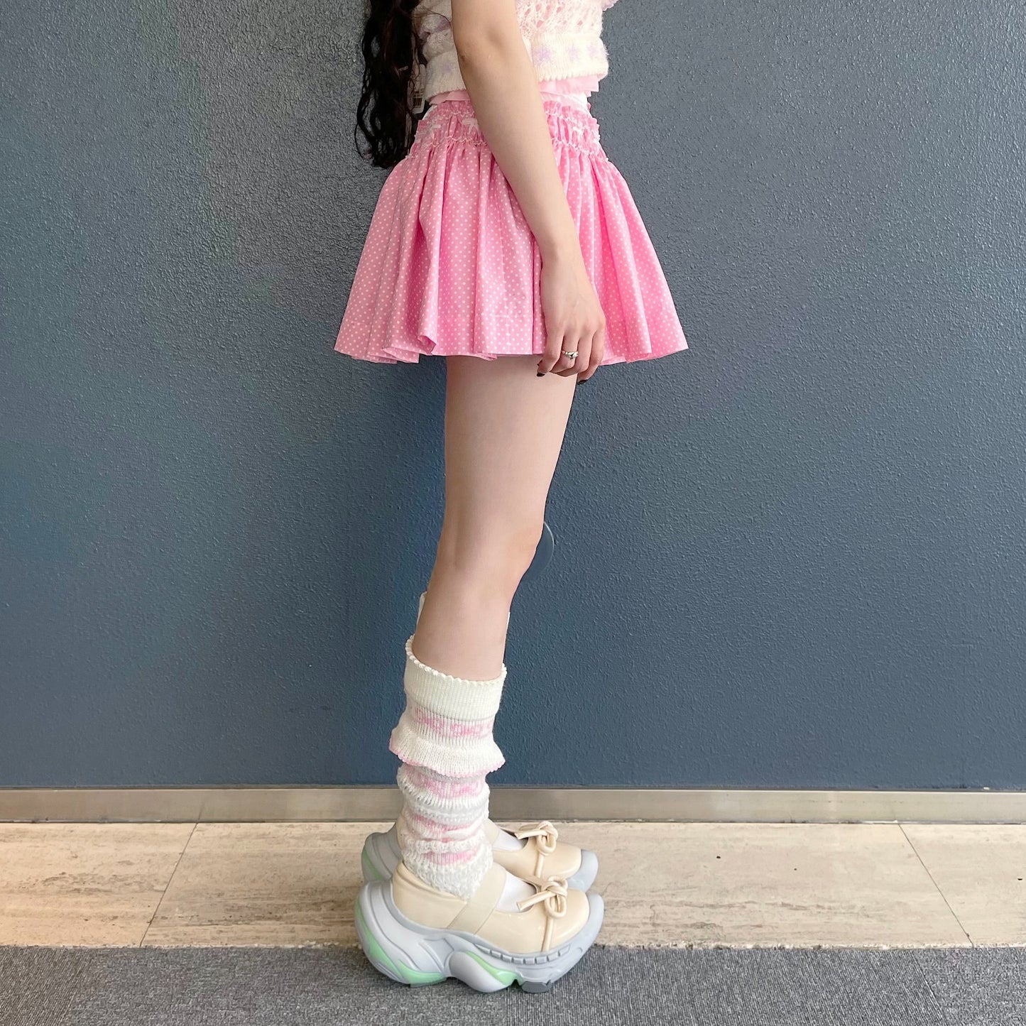 Briefs embroidery skort / Pink / スモッキングスコート