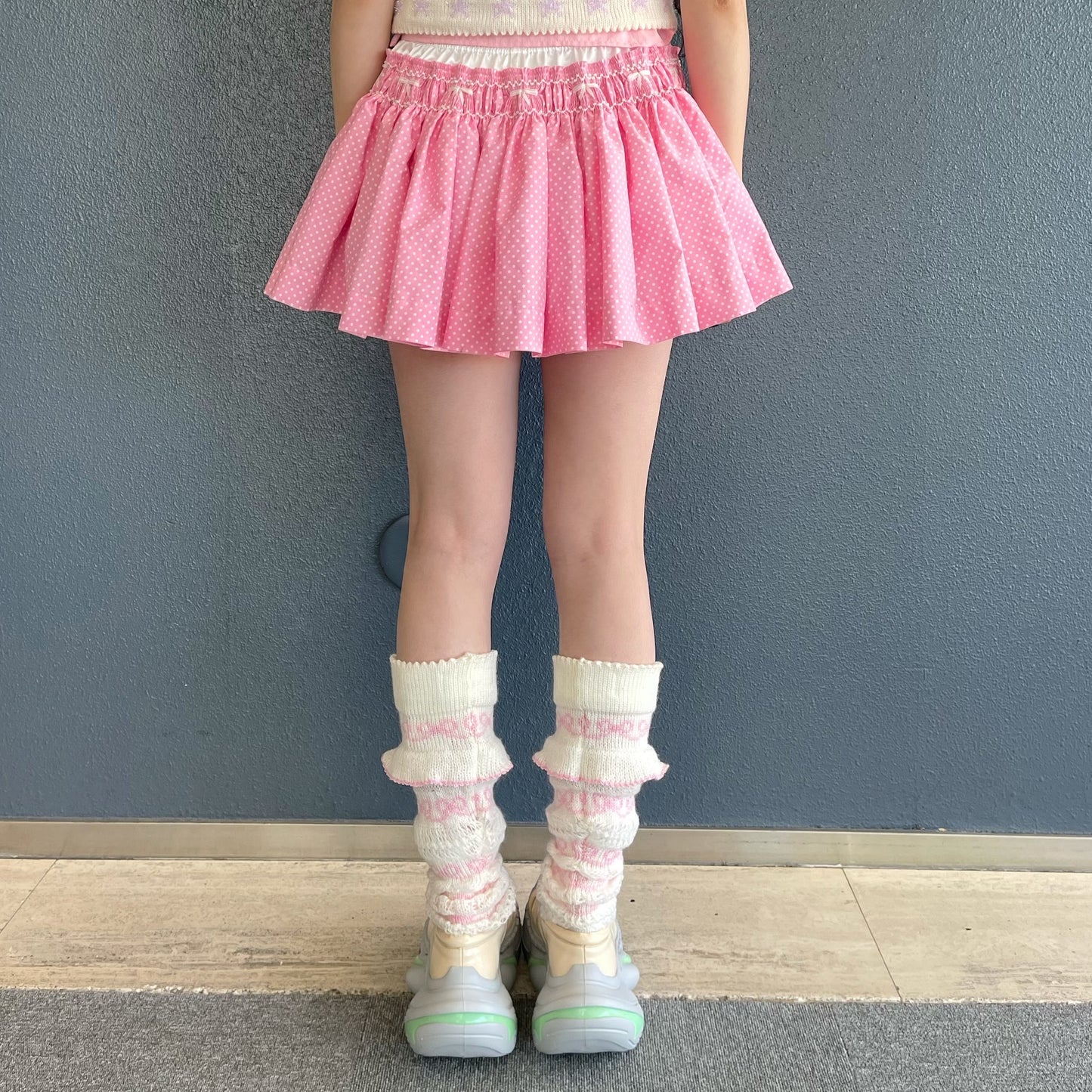 Briefs embroidery skort / Pink / スモッキングスコート