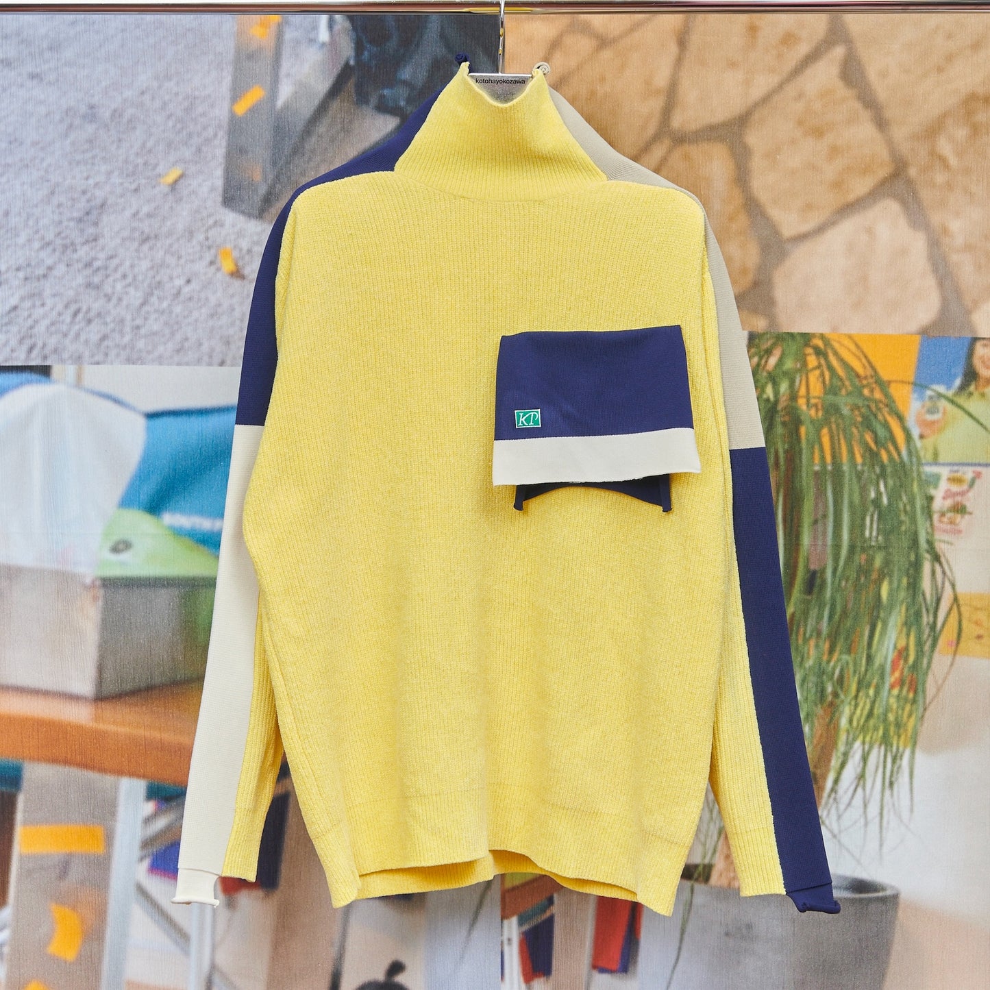 PANELED KNIT REGULAR / YELLOW / パネルニット