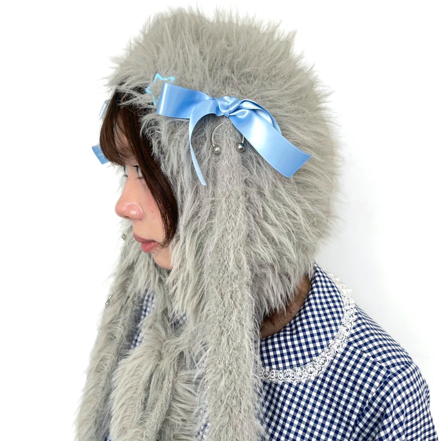 Fluffy bunny bonnet / Gray / バニーボンネット