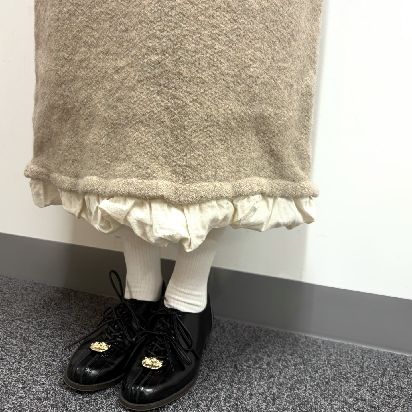 fulling skirt / beige / 縮絨加工ニットスカート