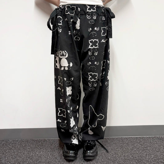 【GATEANDO POR TUS NUBES】NUBES PANTS / BLACK / プリントパンツ