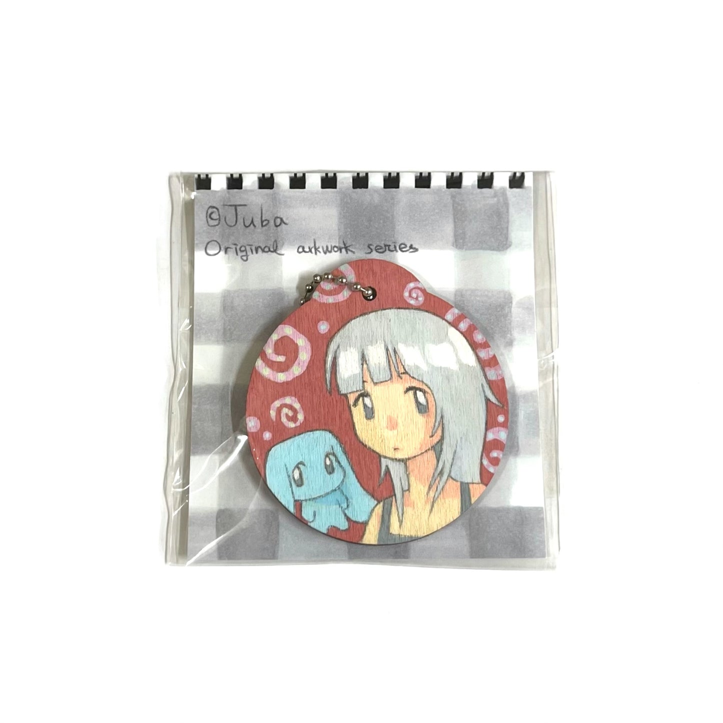 【JUBA】GIrl and Tokki original art work wooden keychain / キーホルダー