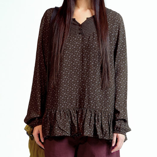 DUDU PUFF BLOUSE / BROWN / パフスリーブトップ