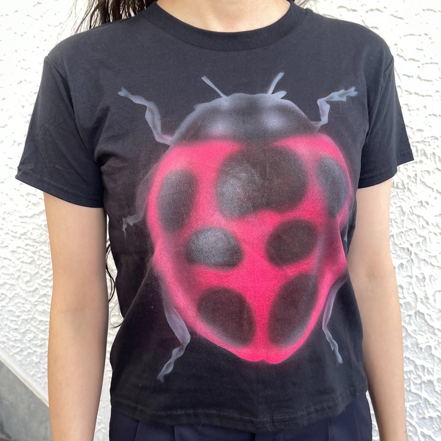 Black ladybug tee S / エアブラシTシャツ