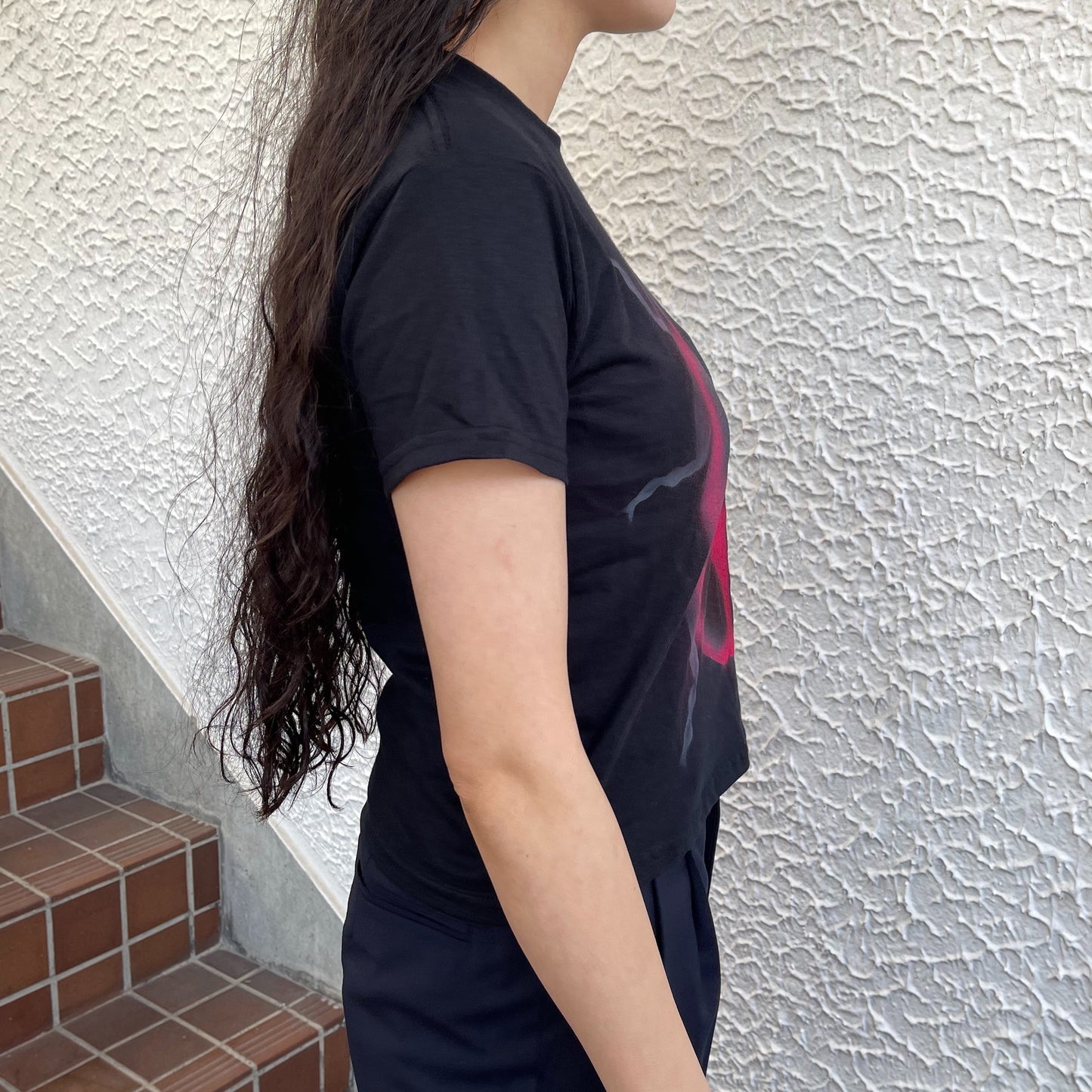 Black ladybug tee S / エアブラシTシャツ