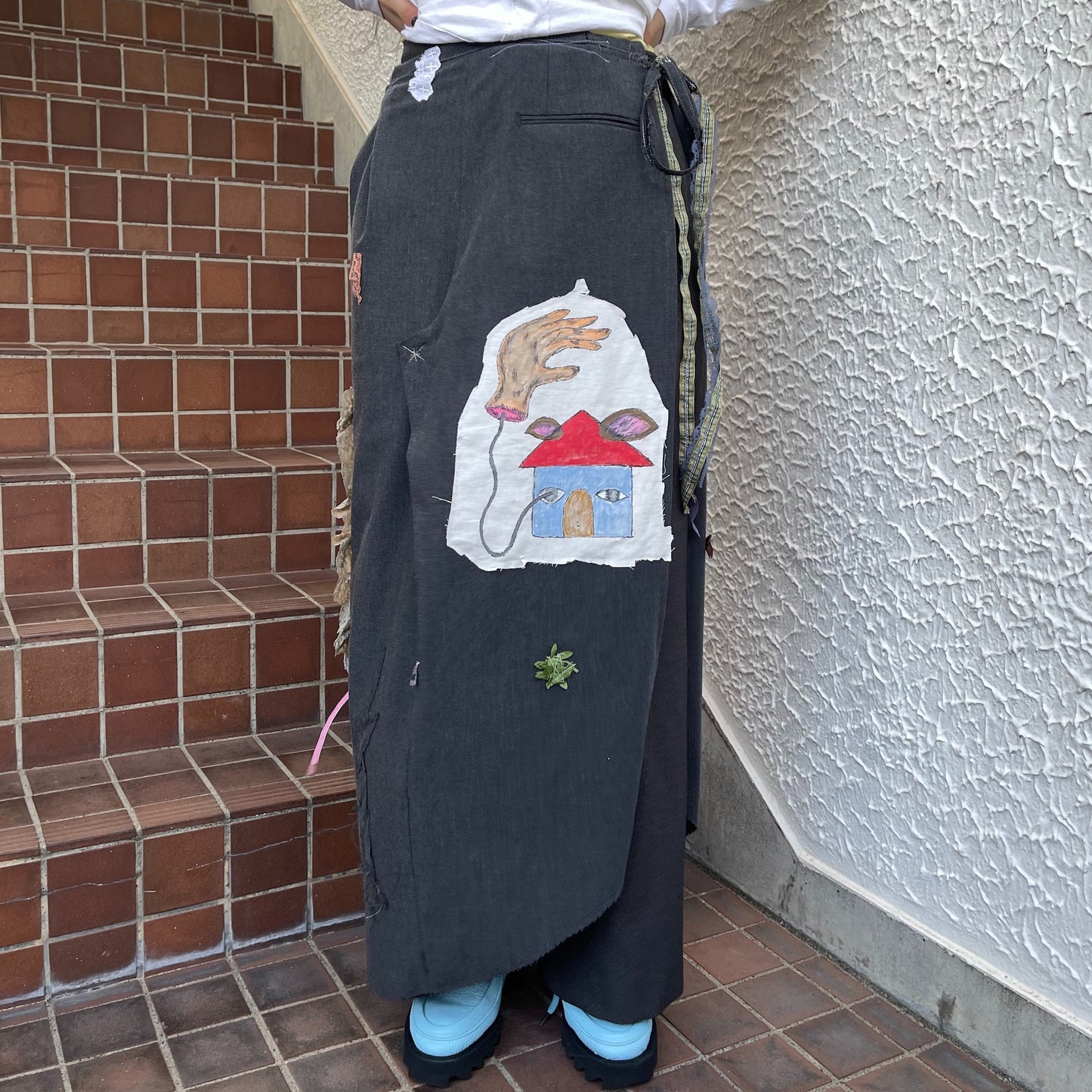 trust teji x TONII MONDO collabolation ★ cemetery lap skirt / Gray / ラップスカート