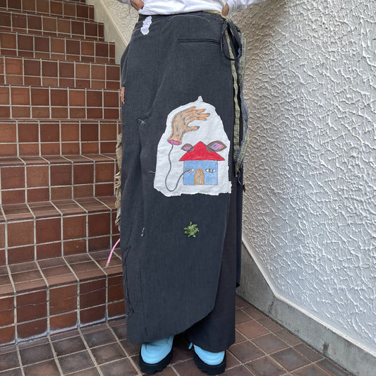 trust teji x TONII MONDO collabolation ★ cemetery lap skirt / Gray / ラップスカート