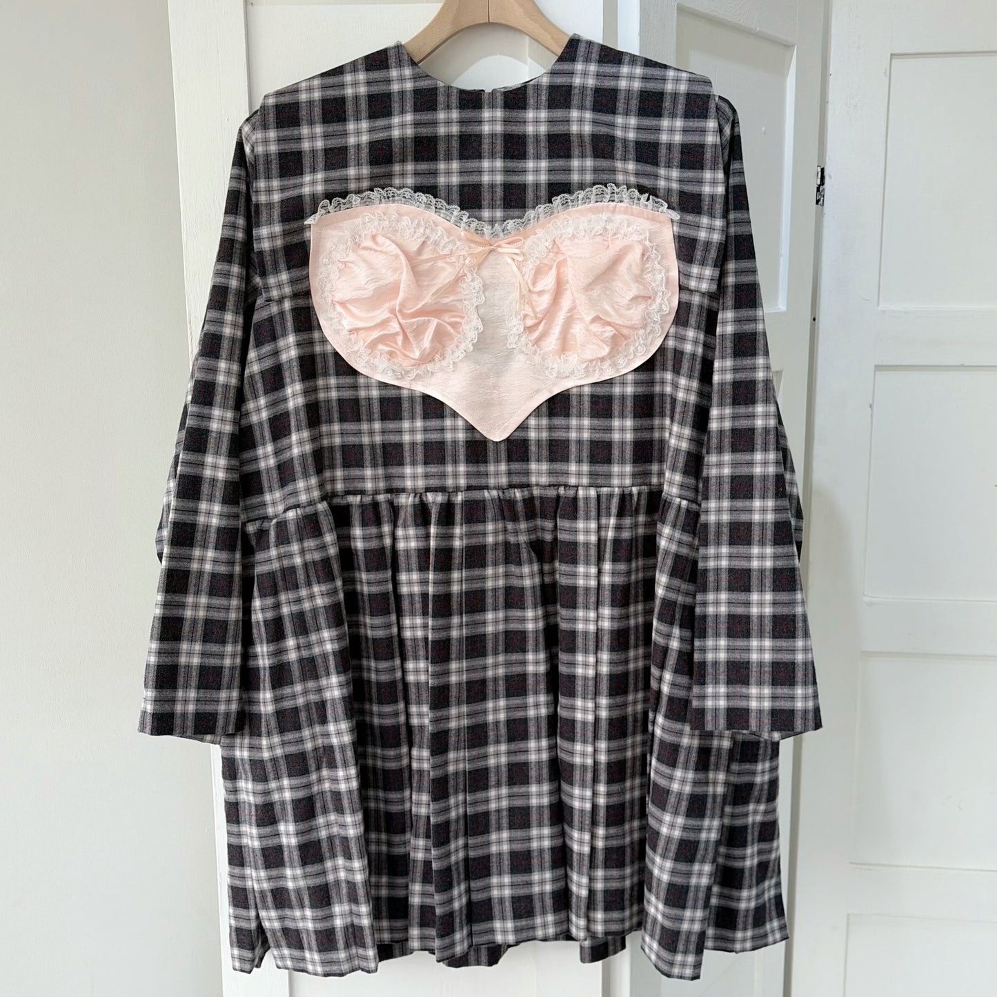 RIRI DRESS CHECK / BLACK / ランジェリードレス